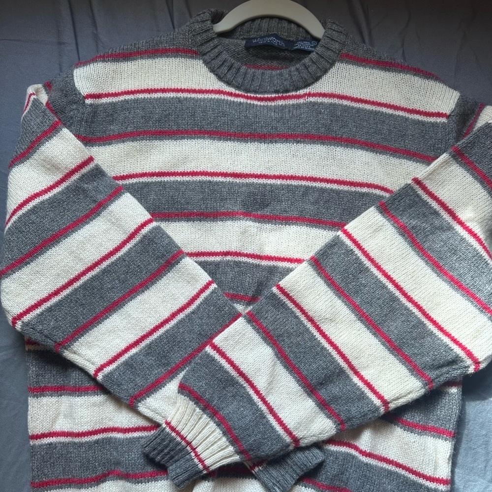 Woolrich Gray And Red Crewneck Sweater With Strip… - image 1